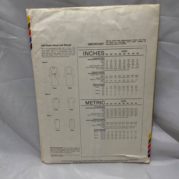 1981 Stretch and Sew Basic Dress and Blouse Design Patterns By Ann Person - Picture 5 of 11